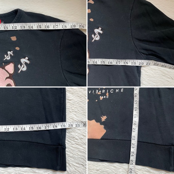 Vie + Riche Paris embroidered piggy head bleached pullover sweater - Picture 7 of 10